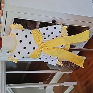 Molly & Millie 18 months white, black & yellow ruffle dress with yellow bow!